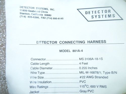 (I2) 1 NEW DETECTOR SYSTEMS 801A-4 DETECTOR CONNECTING HARNESS