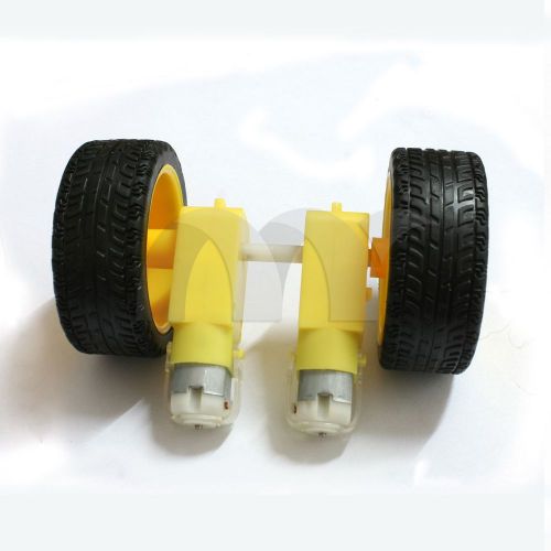 2 Pcs Smart Car Robot Plastic Tire Tyre Wheel + DC 6V Gear Motor Set for Arduino