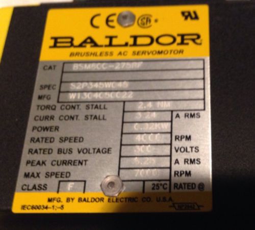 Baldor BSM80C-275RF Brushless AC Servomotor