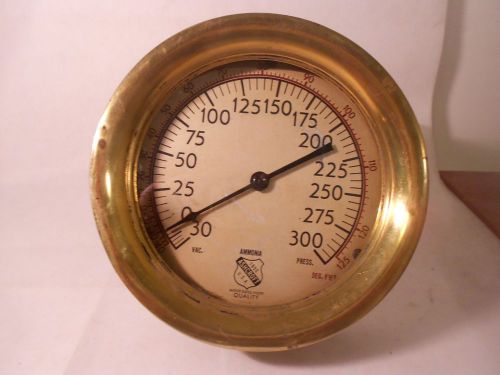 Vintage antique brass ashcroft pressure gauge railroad steampunk vac ammonia for sale