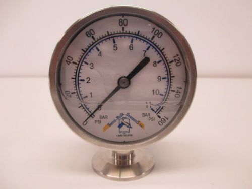 NEW SEMI-BULK SYSTEMS 94802044 STAINLESS PRESSURE 0-160PSI 3-1/4IN GAUGE D252568