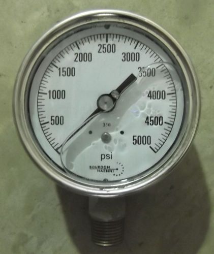 Bourdon haenni  0-5000 psi gauge liquid filled (bottom mount) for sale