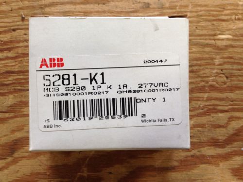Abb s281-k1  current limiting 1p 1a k trip curve 480y/277 din rail *new in box!* for sale