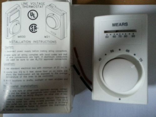 New MEARS M601W-WT Line Voltage Thermostat Single Line