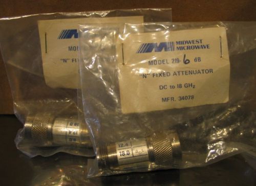 Midwest Microwave 219-6 Fixed Attenuator DC to 18 GHz 6dB Pair New