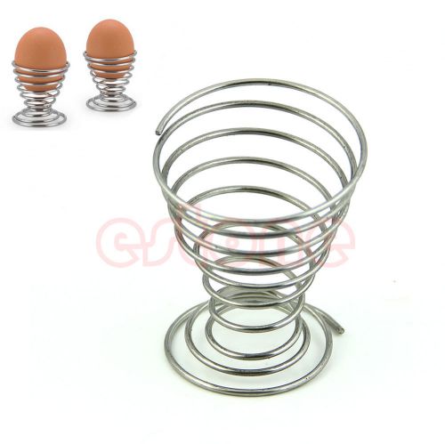 2pcs metal spring wire tray egg cup boiled eggs holder stand storage for sale