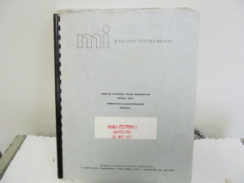 Marconi Instruments 7816 (12 Channel) Noise Generator Operations/Maint. Manual