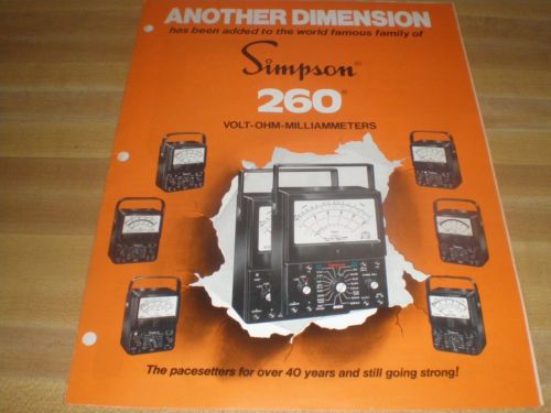 Simpson another dimension 260 volt ohm milliammeters flier booklet catalog for sale