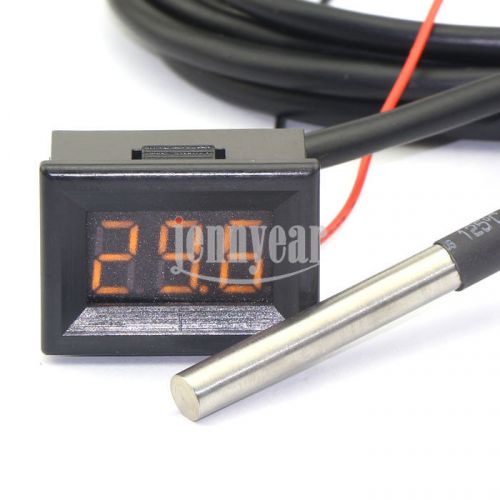 0.56&#034; Digital Tank thermometer -55-125°c Temperature Measurement Yellow LED 3m