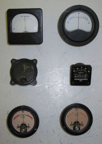 Lot of 6 vintage analog meter burlington #321, weston voltmeter 300v, beede amp for sale