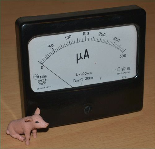 0-300uA DC Panel Meter Ammeter. Class 1.5. Large Dial