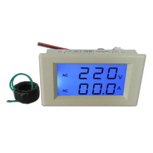 Dual Display AC LCD Panel Meter Digital Voltmeter Ammeter 200V-500V 0-99.9A NEW