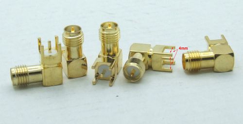 50PCS Gilded RP-SMA female plug center right angle solder PCB mount RF Adapter