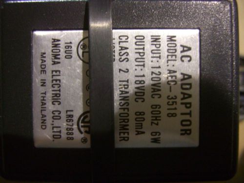 Genuine anoma aec-3518  ip 120v 60hz 6w  op 18v 80ma for sale