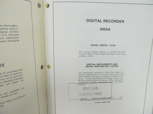 Agilent/H-P 5055A Digital Recorder...Operating/Service Manual w/schematics