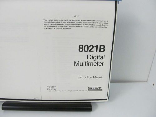 FLUKE MODEL 8021B Digital Multimeter Instruction Manual w/schematics