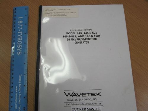 Wavetek 145,145-S-620,145-S-872, 145-S1021  20 MHz Function/Pulse Gen Oper Man