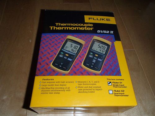 Fluke 52-ii dual thermometer like news, in original box, 2 new thermocouple for sale
