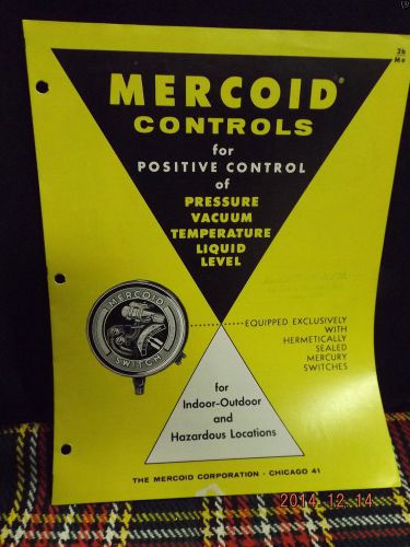 1950&#039;s Mercoid Controls Catalog Insert 2bMe Mercury Switches Pressure Vacuum etc