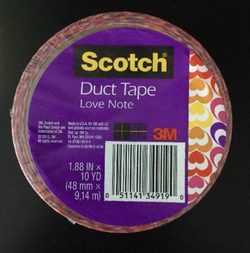 Love Note Duct Tape 3M Scotch 1.88in X 10 Yards Roll New Sealed
