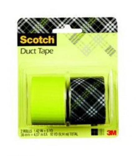 3M Designer Duct Tape Yellow and Plaid 2 Count