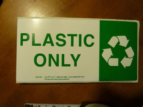 Recycling PLASTIC ONLY 4&#034;x8&#034; label sign sticker marking signage 2 labels