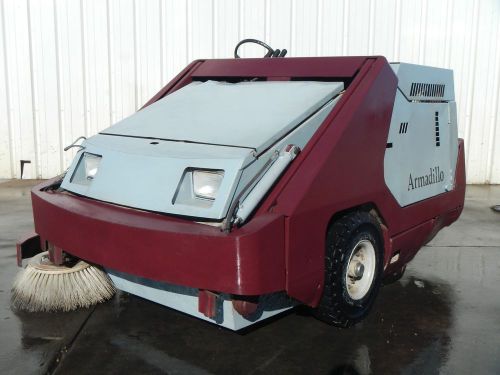 Powerboss sw/9xv ride on parking lot outdoor sweeper w hydraulic dump for sale