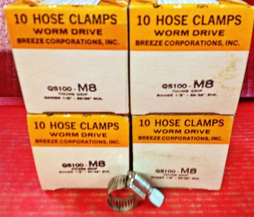 Breeze thumb screw hose clamps qs100-m8 stainless 1/2-29/32&#034; lot of 40 usa made for sale