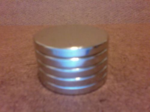 5 n52 neodymium cylindrical (1 x 1/8) inch cylinder magnets. for sale
