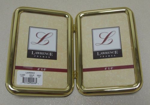 Brand New Lawrence Frames Gold Color 4x6 Hinged Double Picture