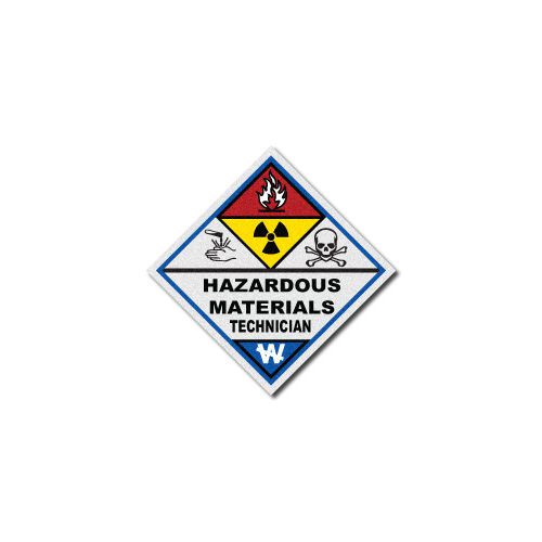 FIREFIGHTER HELMET DECALS - SINGLE - FIRE STICKER  - HAZ MAT TECHNICIAN DIAMOND