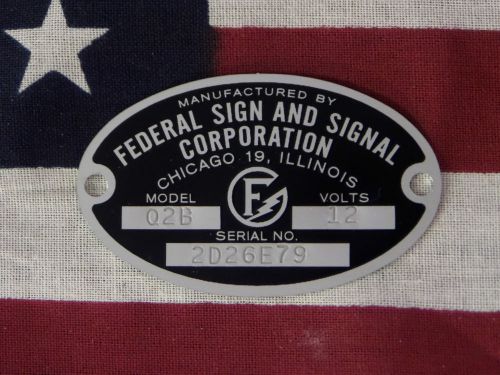 Federal Sign and Signal Siren Models Q / C / 66 / 67 / 78 Replacement Badge