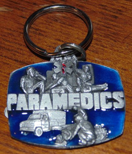 Paramedic Keyring, brand new, 3D blue enameled pewter