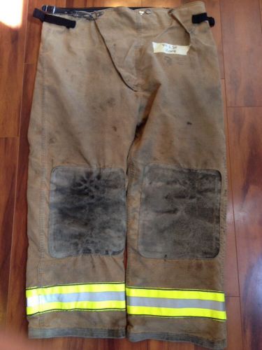 Firefighter pbi gold bunker/turn out gear globe pants used 44wx30l 2004 for sale