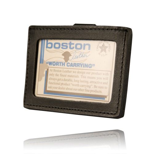 Boston leather 5983 horizontal clip-on id holder for sale