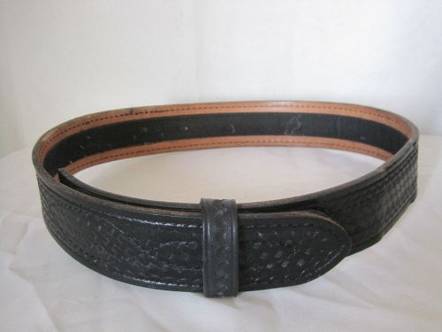 Safariland black leather velcro duty belt police basketweave see measurements 36 for sale