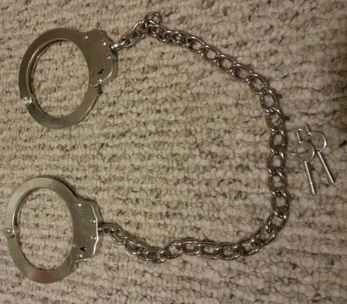 Silver plated steel double lock legcuffs leg irons handcuffs w/ 2 keys for sale