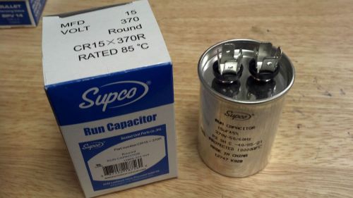Capacitor, run, 15 mfd x 370 vac, round, part# cr15x370r for sale