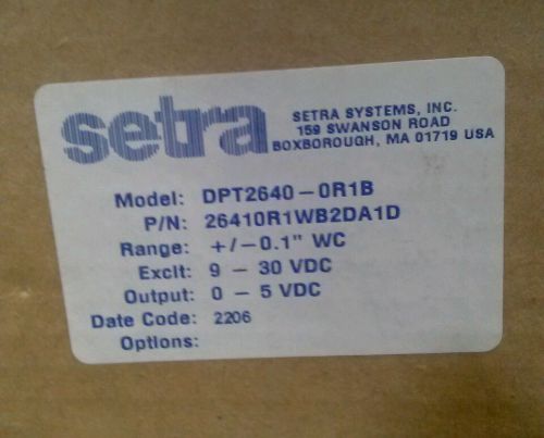 Setra DPT2640-0R1B Very Low Pressure Transducer