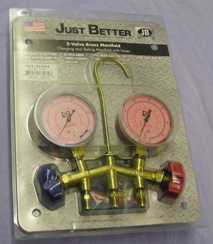 Just Better JB 2-Valve Brass Manifold M2-21531 with Hoses NEW