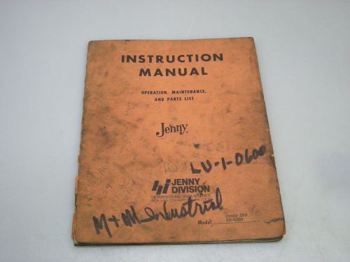 Jenny instruction manual for jenny 200 jd-4000 for sale