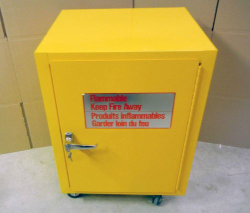 Flammable liquids storage cabinet (22 us gallons) with lock, keys and casters for sale