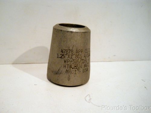 Unused app stainless steel 1.25&#034; x 1&#034; sch 80 butt weld reducing coupling for sale