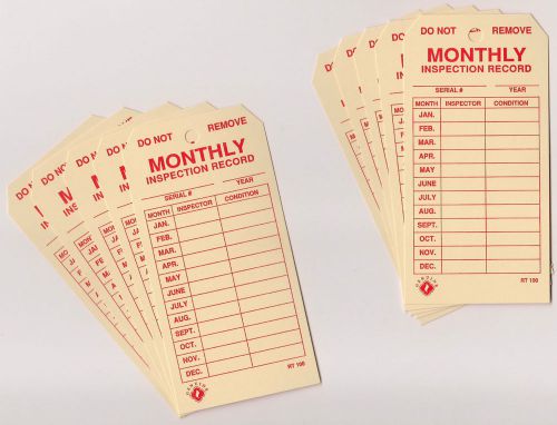 (lot of 10) hanging card style &#034;monthly inspection tags&#034; 2 5/8&#034; x 5 1/4&#034; new for sale