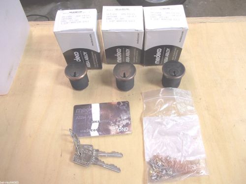 Medeco-Lot of 3 ---1-3/8&#034; Mortise Cylinders-Antique rubbed Bronze-Keys + More