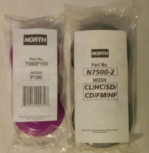 North replacement cartridge N7500-2 &amp; P100 filter (1) pack of each