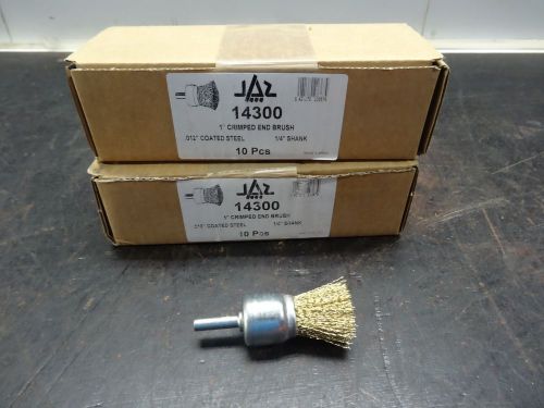 20 NEW 1&#034; Jaz Crimped End Brush .012&#034; Coated Steel 1/4&#034; Shank NEW 1 box = 10 pc