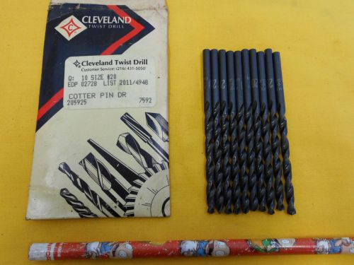 LOT of 10 NEW STRAIGHT SHANK DRILL BITS - NUMBER SIZE 20 - CLEVELAND USA