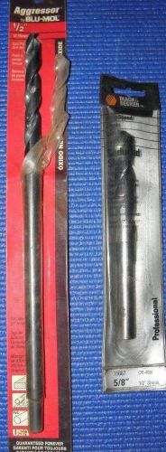 5/8&#034; reduced shank high speed drill bit black /decker + 1/2&#034; reduced shank 12&#034; for sale