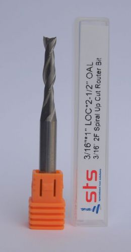 3/16&#034; Carbide Router Bit 2 Flute Spiral Upcut with 1/4&#034; shank
